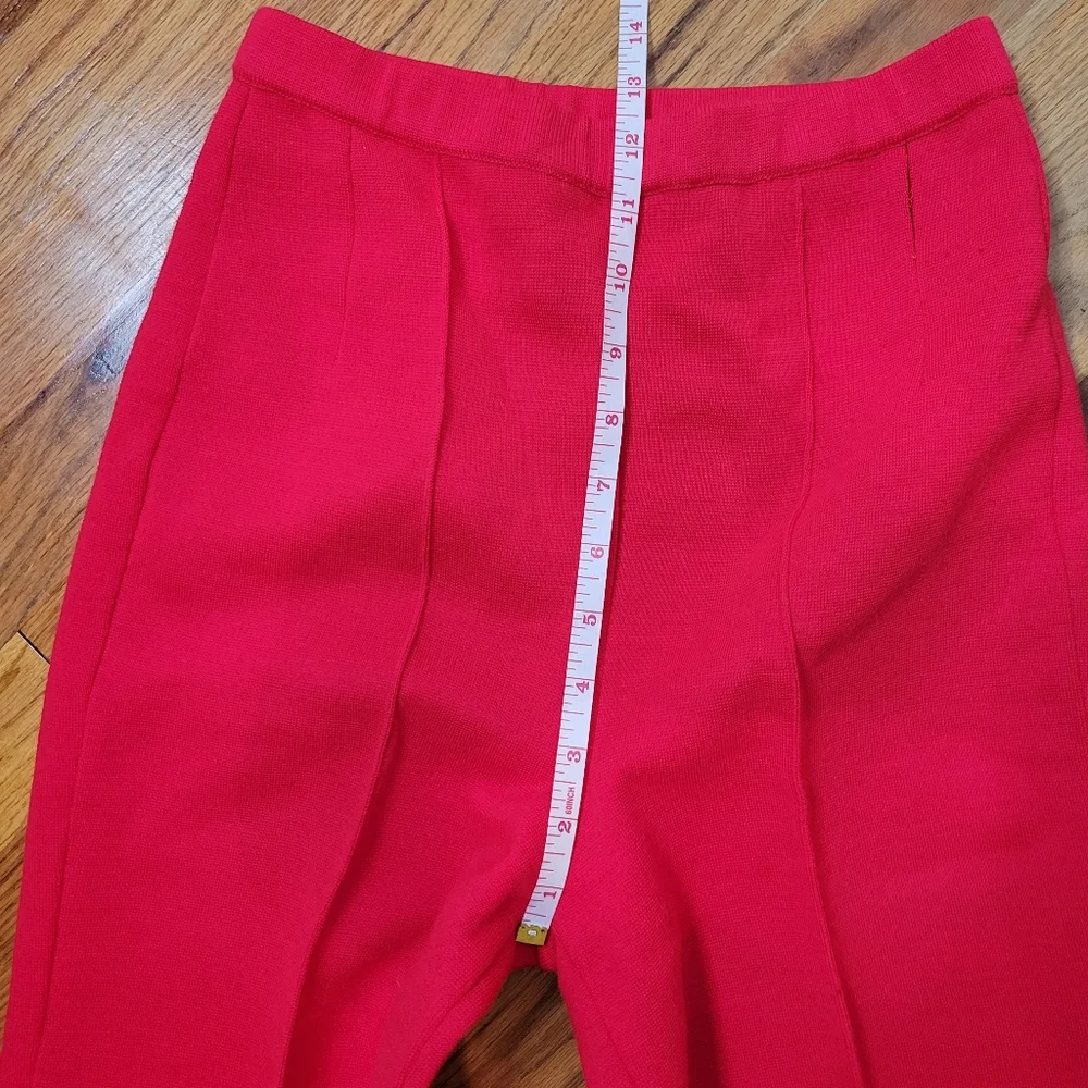 Vintage 1960s Sebastian Red Belted Jacket and Pant Suit With Gold Buttons Set - Picture 14 of 16
